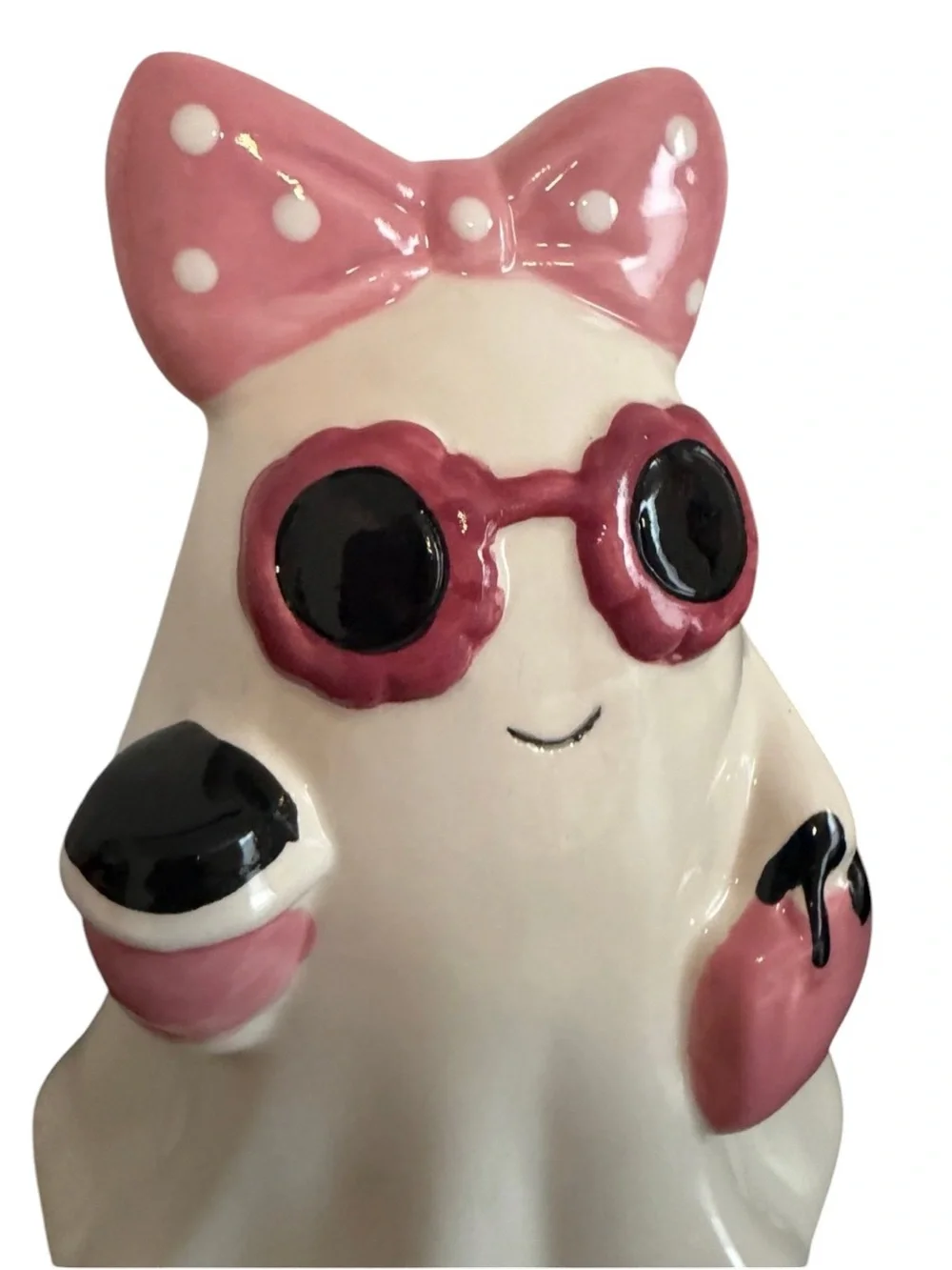 Aldi The Halloween Collection Ceramic Ghost w/ matching Glasses, Cup & Purse Bow